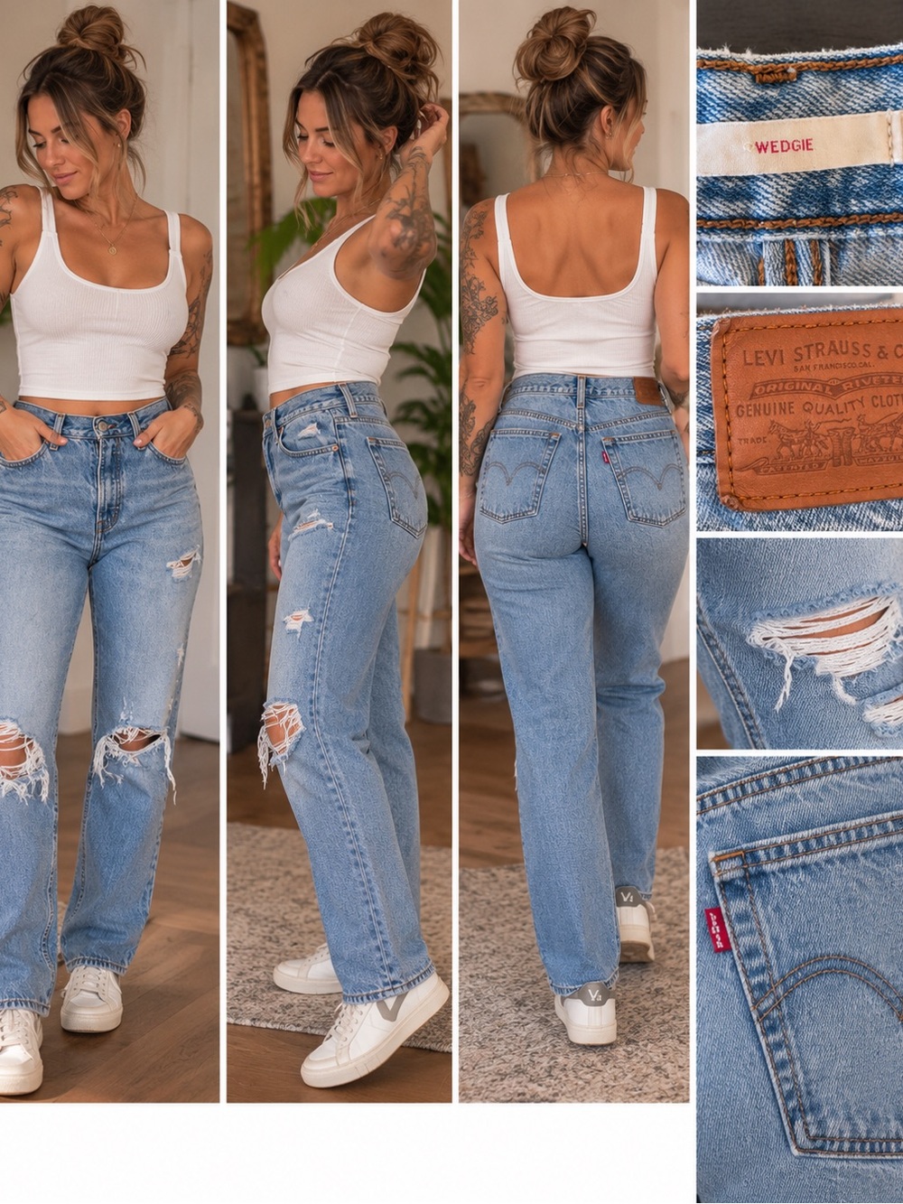 Levi’s Premium Wedgie High Rise Distressed Straight Jeans Size 30